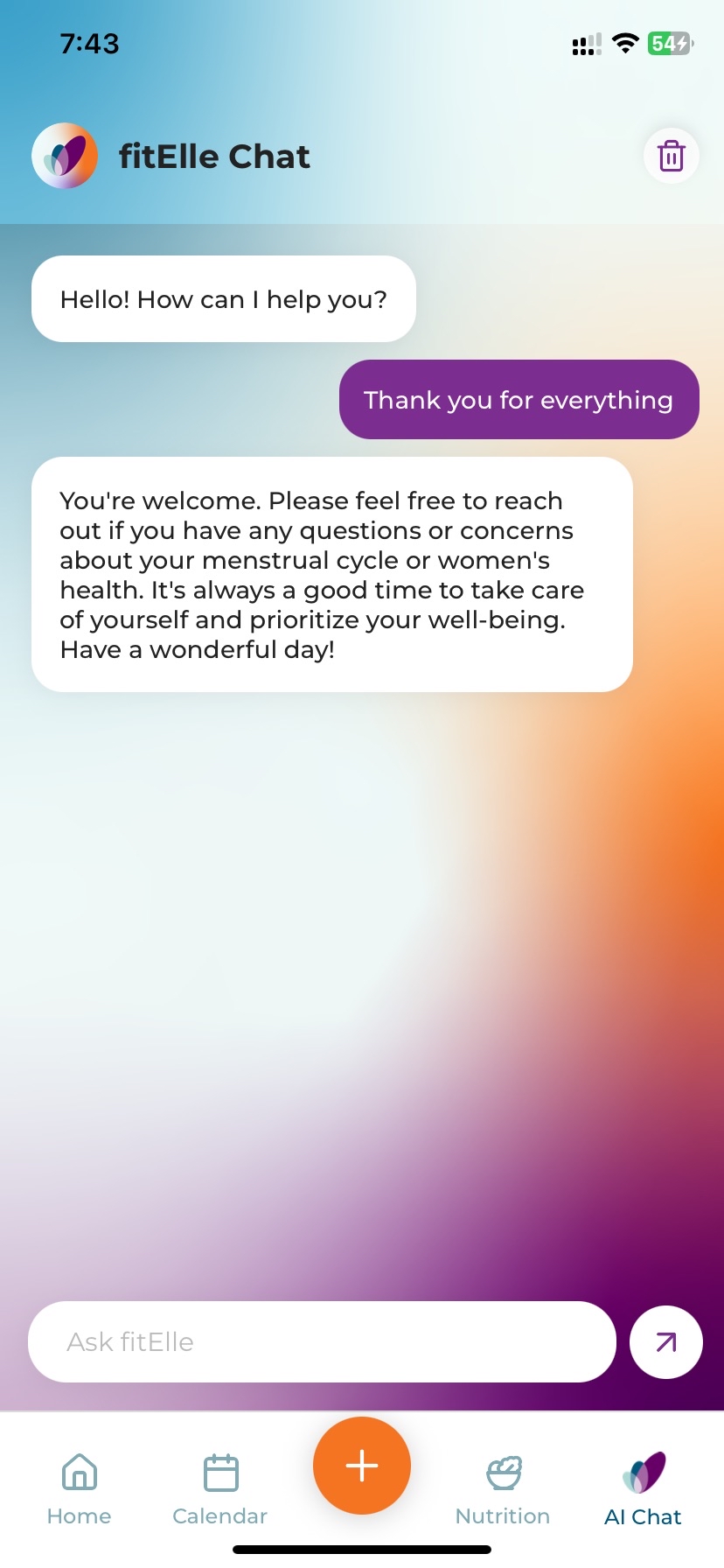 AI Chat - fitElle App Screenshot
