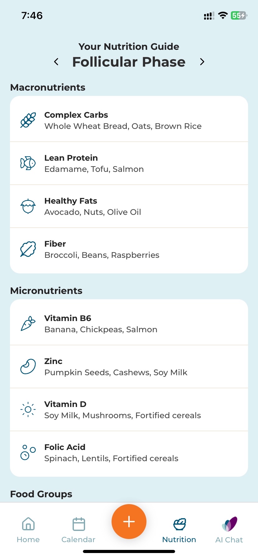 Nutrition - fitElle App Screenshot
